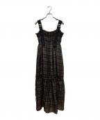 TODAYFULトゥデイフル）の古着「Strap Jacquard Dress」｜ブラウン