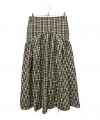 MANOFマノフ）の古着「HIGH WAIST TIERED SKIRT」｜ブラック×イエロー