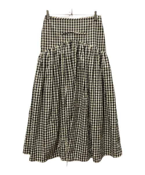 MANOF（マノフ）MANOF (マノフ) HIGH WAIST TIERED SKIRT ブラック×イエロー サイズ:Sの古着・服飾アイテム