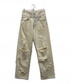 DAIRIKUダイリク）の古着「25SS W-VELT SUPER DAMAGE DENIM」｜ベージュ