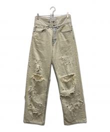 DAIRIKU（ダイリク）の古着「25SS W-VELT SUPER DAMAGE DENIM」｜ベージュ