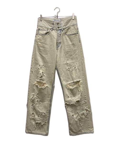 DAIRIKU（ダイリク）DAIRIKU (ダイリク) 25SS W-VELT SUPER DAMAGE DENIM ベージュ サイズ:Mの古着・服飾アイテム