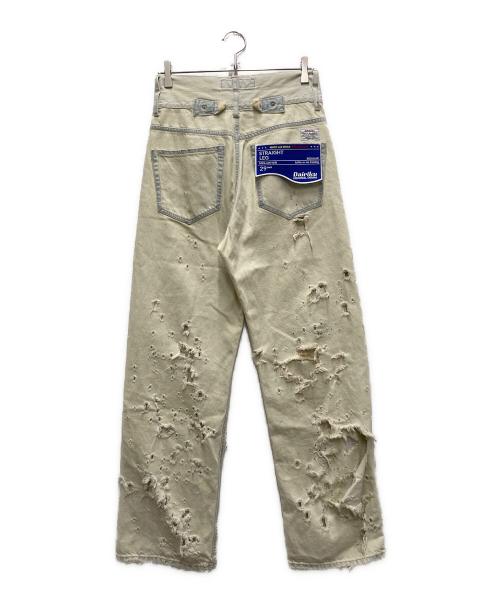DAIRIKU（ダイリク）DAIRIKU (ダイリク) 25SS W-VELT SUPER DAMAGE DENIM ベージュ サイズ:Mの古着・服飾アイテム