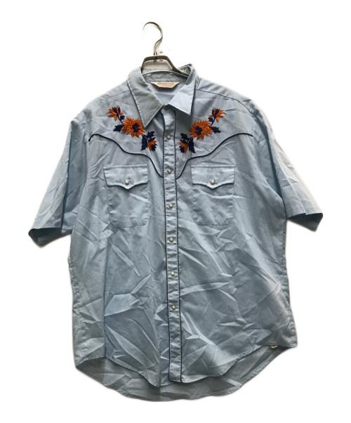 SUNDANCE（サンダンス）SUNDANCE (サンダンス) 70's USA製半袖ウエスタンシャツ ブルー サイズ:XLの古着・服飾アイテム