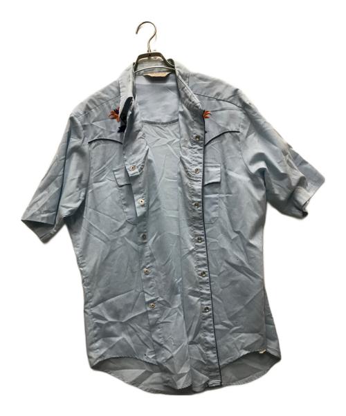 SUNDANCE（サンダンス）SUNDANCE (サンダンス) 70's USA製半袖ウエスタンシャツ ブルー サイズ:XLの古着・服飾アイテム