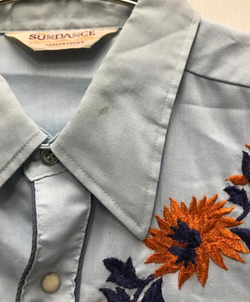 SUNDANCE（サンダンス）SUNDANCE (サンダンス) 70's USA製半袖ウエスタンシャツ ブルー サイズ:XLの古着・服飾アイテム