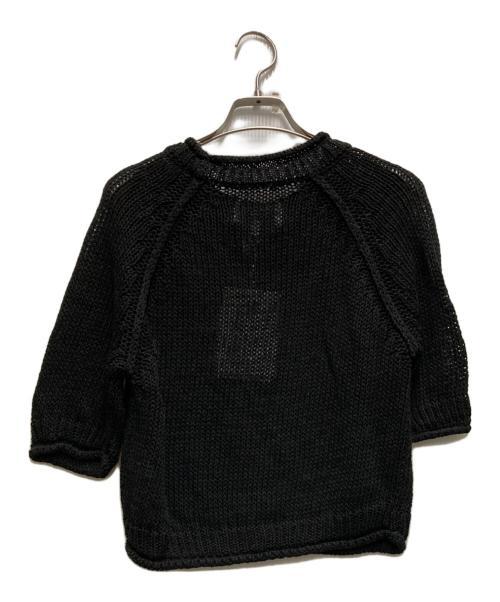 martin kim（マーティンキム）MARTIN KIM (マーティンキム) THREE QUARTER SLEEVE LOGO KNIT PULLOVER ブラック サイズ:Sの古着・服飾アイテム