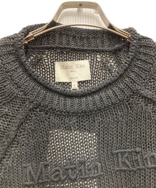 martin kim（マーティンキム）MARTIN KIM (マーティンキム) THREE QUARTER SLEEVE LOGO KNIT PULLOVER ブラック サイズ:Sの古着・服飾アイテム