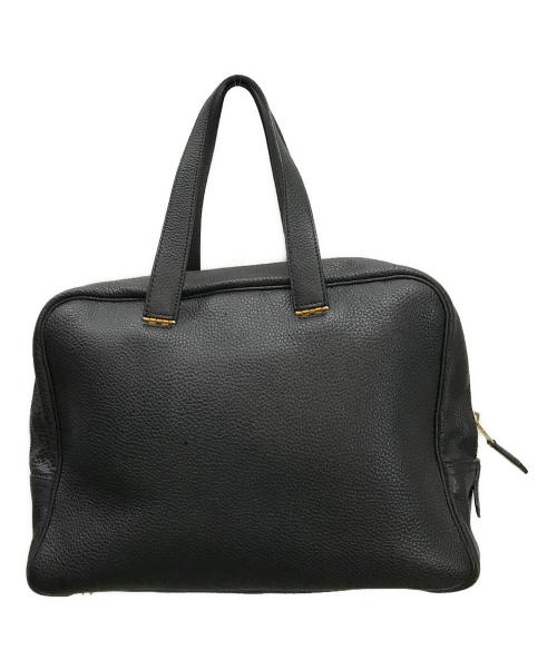 GIORGIO ARMANI（ジョルジョアルマーニ）GIORGIO ARMANI (ジョルジョアルマーニ) レザーハンドバッグ ブラックの古着・服飾アイテム