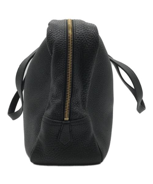 GIORGIO ARMANI（ジョルジョアルマーニ）GIORGIO ARMANI (ジョルジョアルマーニ) レザーハンドバッグ ブラックの古着・服飾アイテム