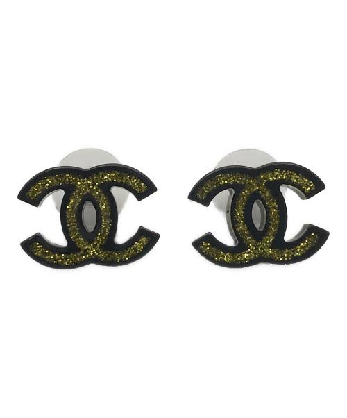 CHANEL（シャネル）CHANEL (シャネル) ココマークグリッターピアス ブラック×ゴールドの古着・服飾アイテム
