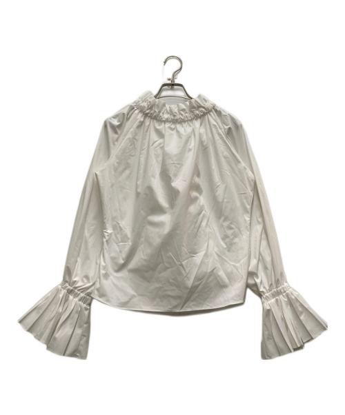 polaura（ポロ―ラ）polaura (ポロ―ラ) プリーツリボン2WAYブラウス ホワイト サイズ:FREEの古着・服飾アイテム