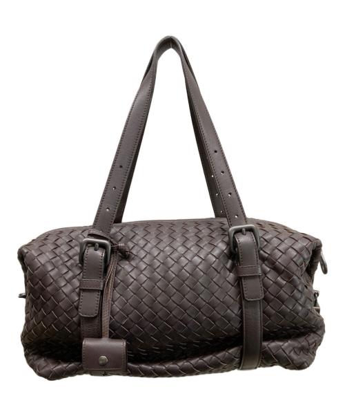 BOTTEGA VENETA（ボッテガベネタ）BOTTEGA VENETA (ボッテガベネタ) イントレチャート モンテーニュ ミニボストンバッグ ブラウンの古着・服飾アイテム