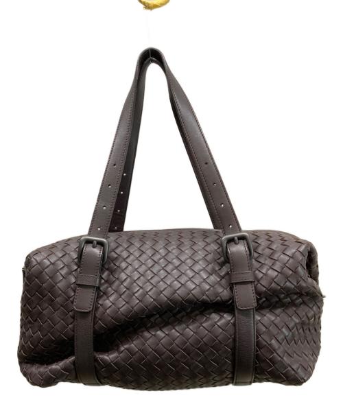 BOTTEGA VENETA（ボッテガベネタ）BOTTEGA VENETA (ボッテガベネタ) イントレチャート モンテーニュ ミニボストンバッグ ブラウンの古着・服飾アイテム