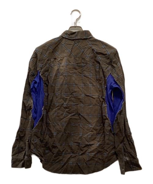 UNDERCOVERISM（アンダーカバーイズム）UNDERCOVERISM (アンダーカバーイズム) 05SS Raw Cutout チェックシャツ ブラウン サイズ:2の古着・服飾アイテム