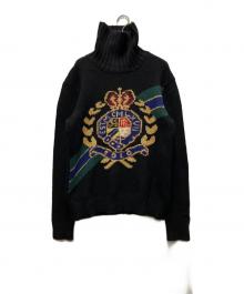 POLO RALPH LAUREN（ポロ・ラルフローレン）の古着「クレストタートルネックセーター」｜ブラック