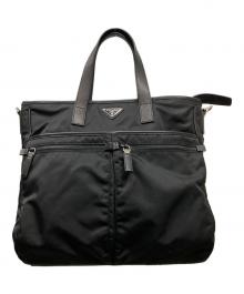 PRADA（プラダ）の古着「Re-Nylon xサフィアーノレザー トートバッグ」｜ブラック
