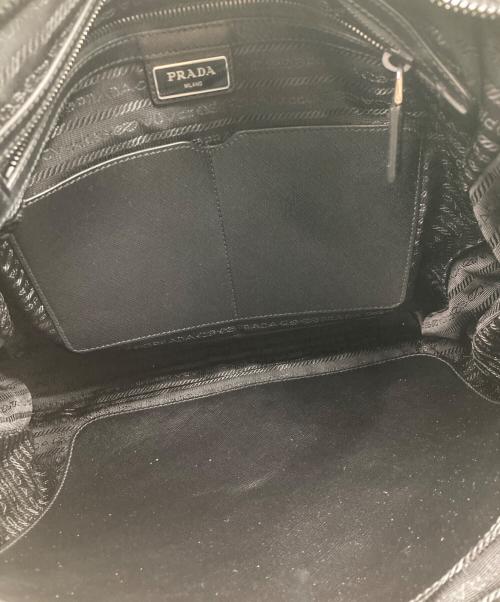 PRADA（プラダ）PRADA (プラダ) Re-Nylon xサフィアーノレザー トートバッグ ブラックの古着・服飾アイテム