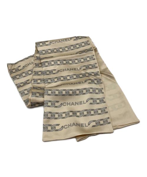 CHANEL（シャネル）CHANEL (シャネル) シルクチェーンプリントストール ベージュの古着・服飾アイテム