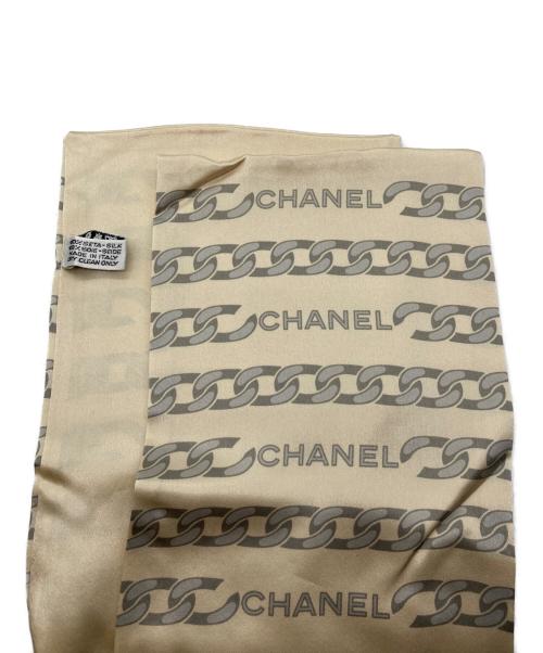 CHANEL（シャネル）CHANEL (シャネル) シルクチェーンプリントストール ベージュの古着・服飾アイテム