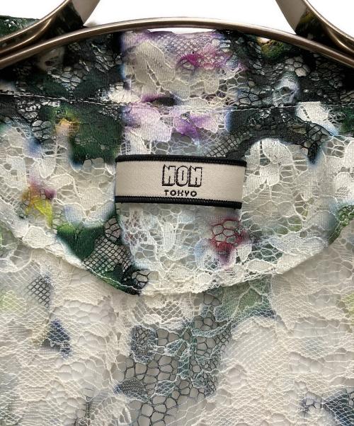 NON TOKYO（ノントーキョー）NON TOKYO (ノントーキョー) LACE HALF SLEEVE SHIRT & LACE SCARF グリーン×ホワイト サイズ:FREEの古着・服飾アイテム