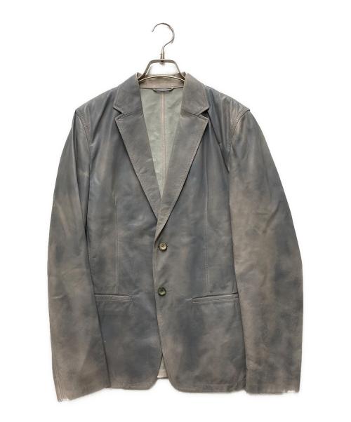 JIL SANDER（ジルサンダー）JIL SANDER (ジルサンダー) レザーテーラードジャケット グレー サイズ:48の古着・服飾アイテム