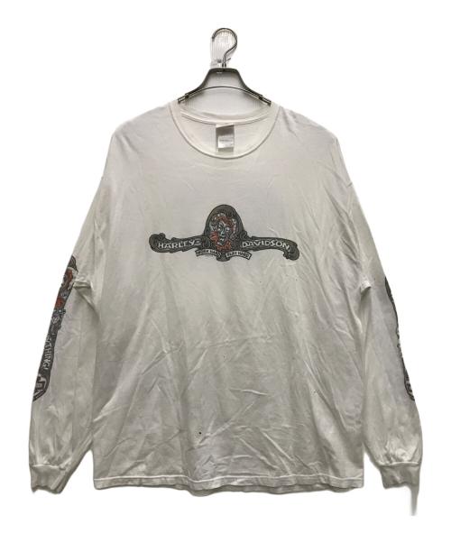 HARLEY-DAVIDSON（ハーレーダビッドソン）HARLEY-DAVIDSON (ハーレーダビッドソン) 00's ピエロ長袖Tシャツ ホワイト サイズ:2XLの古着・服飾アイテム
