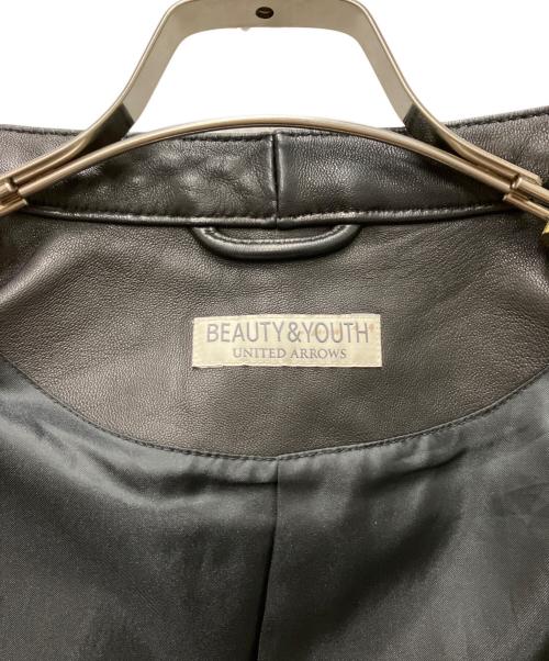 BEAUTY&YOUTH（ビューティーアンドユース）BEAUTY&YOUTH (ビューティーアンドユース) シープレザー シングル ライダースジャケット ブラック サイズ:Lの古着・服飾アイテム