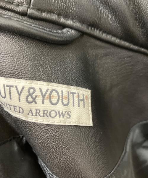 BEAUTY&YOUTH（ビューティーアンドユース）BEAUTY&YOUTH (ビューティーアンドユース) シープレザー シングル ライダースジャケット ブラック サイズ:Lの古着・服飾アイテム