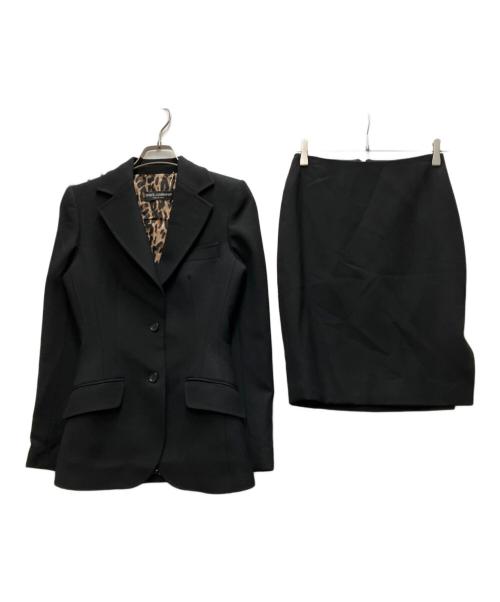 DOLCE & GABBANA（ドルチェ＆ガッバーナ）DOLCE & GABBANA (ドルチェ＆ガッバーナ) 裏地レオパード セットアップスーツ ブラック サイズ:38の古着・服飾アイテム