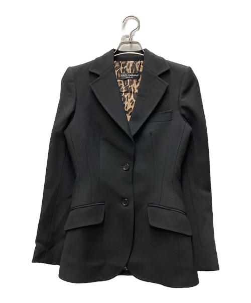 DOLCE & GABBANA（ドルチェ＆ガッバーナ）DOLCE & GABBANA (ドルチェ＆ガッバーナ) 裏地レオパード セットアップスーツ ブラック サイズ:38の古着・服飾アイテム