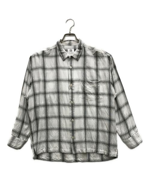 PACS（パックス）PACS (パックス) SANDY SHIRTS グレー×ホワイト サイズ:Rの古着・服飾アイテム