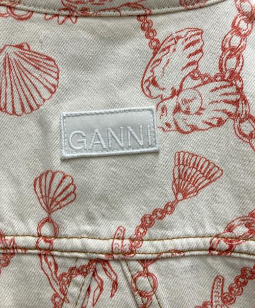 GANNI（ガニー）GANNI (ガニー) プリントデニム Gジャン ベージュ×ピンク サイズ:34の古着・服飾アイテム