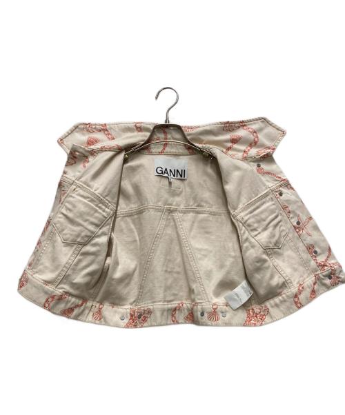 GANNI（ガニー）GANNI (ガニー) プリントデニム Gジャン ベージュ×ピンク サイズ:34の古着・服飾アイテム