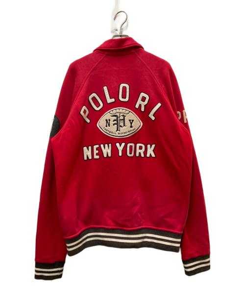 POLO RALPH LAUREN（ポロ・ラルフローレン）POLO RALPH LAUREN (ポロ・ラルフローレン) ワッペン付きスウェットスタジャン レッド サイズ:Lの古着・服飾アイテム