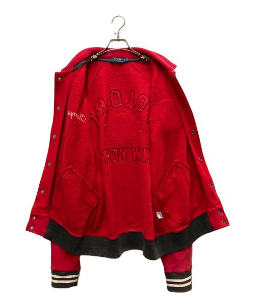 POLO RALPH LAUREN（ポロ・ラルフローレン）POLO RALPH LAUREN (ポロ・ラルフローレン) ワッペン付きスウェットスタジャン レッド サイズ:Lの古着・服飾アイテム