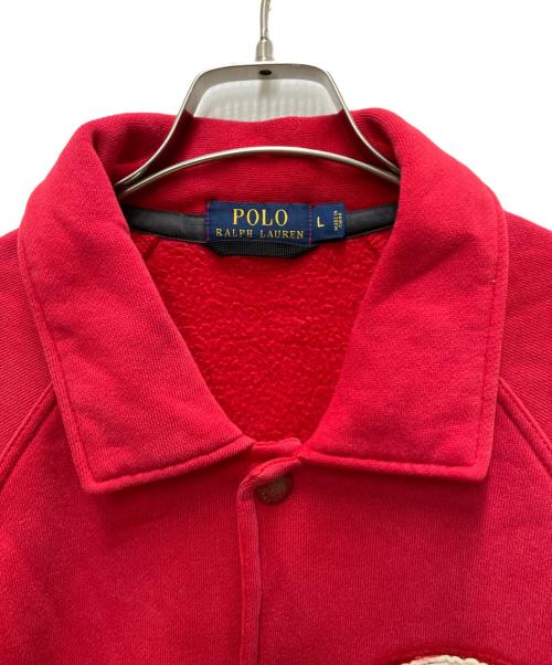POLO RALPH LAUREN（ポロ・ラルフローレン）POLO RALPH LAUREN (ポロ・ラルフローレン) ワッペン付きスウェットスタジャン レッド サイズ:Lの古着・服飾アイテム