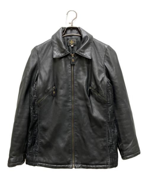 FENDI（フェンディ）FENDI (フェンディ) レザーパテッドジャケット ブラック サイズ:40の古着・服飾アイテム