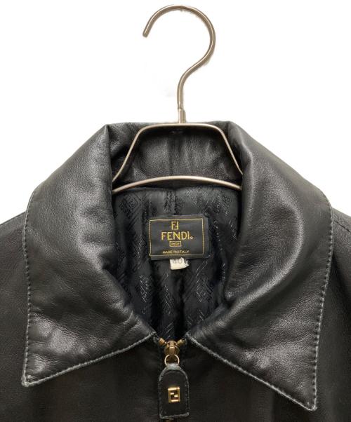 FENDI（フェンディ）FENDI (フェンディ) レザーパテッドジャケット ブラック サイズ:40の古着・服飾アイテム