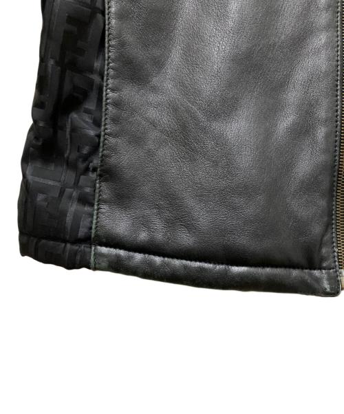 FENDI（フェンディ）FENDI (フェンディ) レザーパテッドジャケット ブラック サイズ:40の古着・服飾アイテム