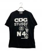 CDG×stussyシーディージー×ステューシー）の古着「コラボロゴTシャツ」｜ブラック