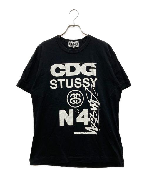 CDG（シーディージー）CDG (シーディージー) stussy (ステューシー) コラボロゴTシャツ ブラック サイズ:XLの古着・服飾アイテム