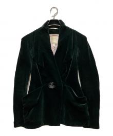 Vivienne Westwood（ヴィヴィアンウエストウッド）の古着「90s ベロアテーラードジャケット」｜グリーン