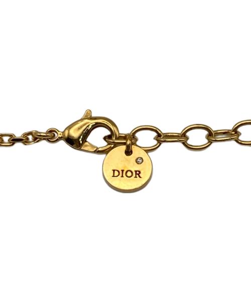 Dior（ディオール）DIOR (ディオール) マルチカラーラインストーンロゴネックレス ゴールドの古着・服飾アイテム