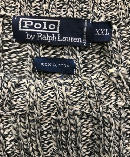 POLO RALPH LAUREN（ポロ・ラルフローレン）POLO RALPH LAUREN (ポロ・ラルフローレン) モノクロ星条旗コットンニット ブラック×ホワイト サイズ:XXLの古着・服飾アイテム