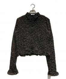 CLANE（クラネ）の古着「MIX MESH GATHER SHIRT」｜ブラック