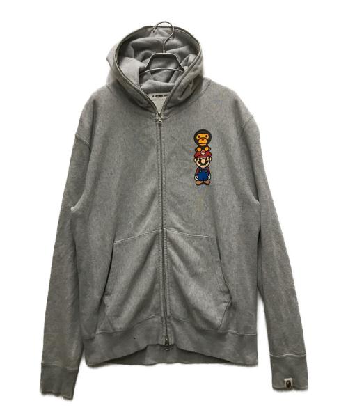 Nintendo（ニンテンドー）Nintendo (ニンテンドー) A BATHING APE (アベイシングエイプ) コラボジップパーカー グレー サイズ:Mの古着・服飾アイテム