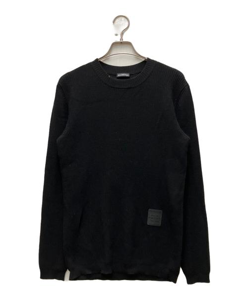 BALENCIAGA（バレンシアガ）BALENCIAGA (バレンシアガ) ロゴパッチクルーネックニットセーター ブラック サイズ:Mの古着・服飾アイテム