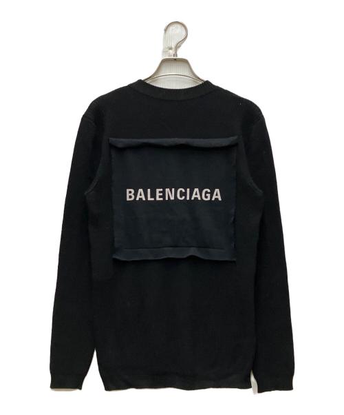 BALENCIAGA（バレンシアガ）BALENCIAGA (バレンシアガ) ロゴパッチクルーネックニットセーター ブラック サイズ:Mの古着・服飾アイテム