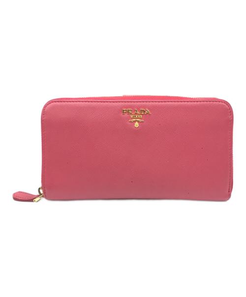 PRADA（プラダ）PRADA (プラダ) サフィアーノ ラウンドファスナー長財布 ピンクの古着・服飾アイテム